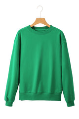 Smoke Green Solid Color Drop Shoulder Terry Sweatshirt