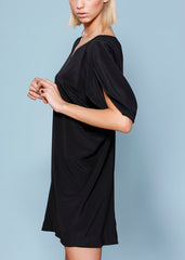 Women's 100% Silk Wide V Neck Dress