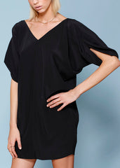 Women's 100% Silk Wide V Neck Dress