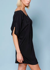 Women's 100% Silk Wide V Neck Dress