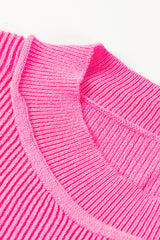 Hot Pink Exposed Seam Oversized Cropped Sweater