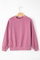 Smoke Green Solid Color Drop Shoulder Terry Sweatshirt