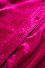 Pitaya Pink Velvet Buttoned V Neck Chest Pocket Shirt