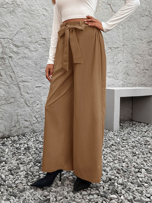 Tied High Waist Wide Leg Pants