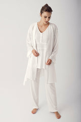 Shopymommy 12309 Chiffon 3-Pieces Maternity & Nursing Pajamas With