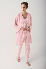 Shopymommy 12309 Chiffon 3-Pieces Maternity & Nursing Pajamas With