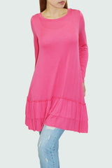 Ruffle bottom long sleeve tunic Coral