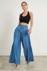 CHAMBRAY WIDE LEG PALAZZO JEANS