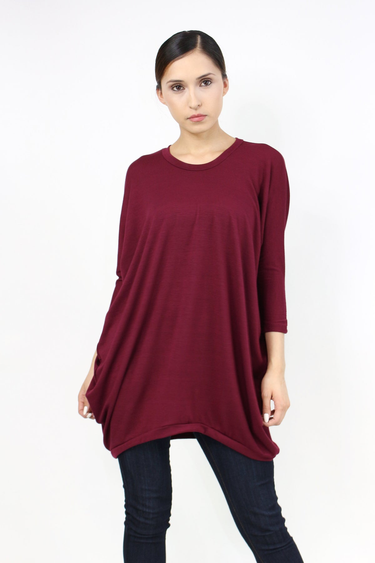 Oversized Shirt Dress Burgundy