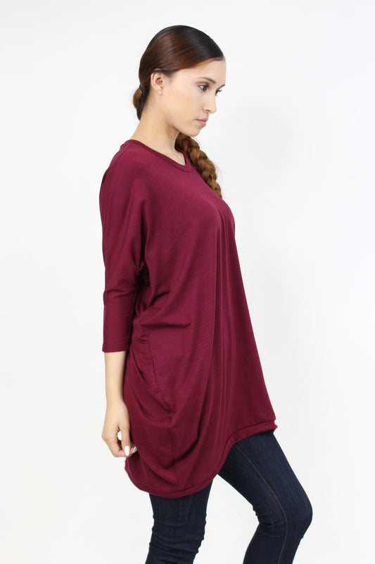 Oversized Shirt Dress Burgundy