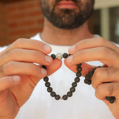 Bracelet en Pierres de Lave "Force & Vigueur du Lion"