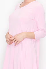 Solid Balloon Dress - Pink