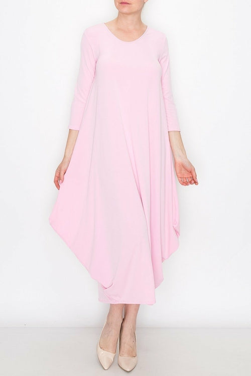 Solid Balloon Dress - Pink