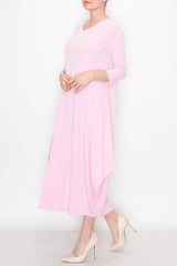 Solid Balloon Dress - Pink