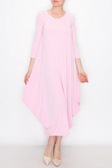 Solid Balloon Dress - Pink