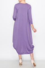 Solid Balloon Dress - Purple