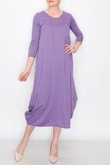 Solid Balloon Dress - Purple