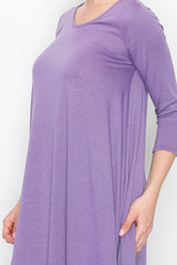 Solid Balloon Dress - Purple