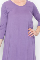 Solid Balloon Dress - Purple