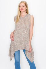 Sleeveless Hooded Top - Mocha