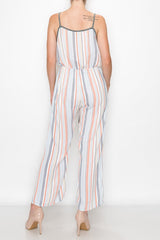 Front Tie Cropped Jumpsuit - Orange