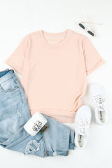 Blank T Shirt - Orange Crewneck Rolled Up Short Sleeve Plain T-Shirt Customized