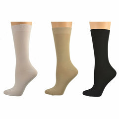 Women's Solid Color Bamboo Crew Socks - 3 Pairs