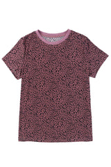 Black Cheetah Print Casual Short Sleeve Crew Neck T Shirt