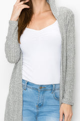 Long Sleeve Hooded Light Cardigan - Grey