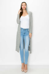 Long Sleeve Hooded Light Cardigan - Grey