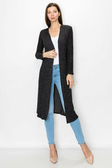 Long Sleeve Hooded Light Cardigan - Black