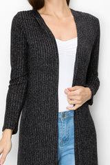 Long Sleeve Hooded Light Cardigan - Black