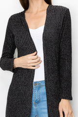 Long Sleeve Hooded Light Cardigan - Black