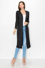 Long Sleeve Hooded Light Cardigan - Black