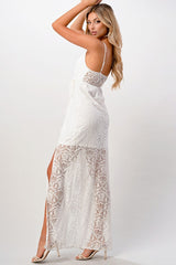 Front Slit Lace Maxi Dress