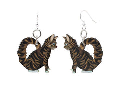 Tabby Cat Wooden Earrings #1645