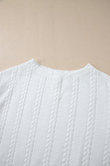 White Textured Loose Plus Size Long Sleeve Top