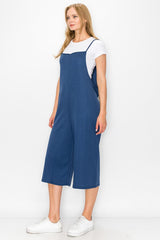 Cropped Bottom Wide Leg Oversized Jumpsuit - Blue