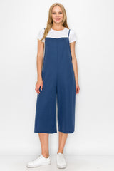 Cropped Bottom Wide Leg Oversized Jumpsuit - Blue