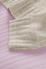 White V Neck Drop Shoulder Knitted Sweater