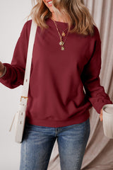 Smoke Green Solid Color Drop Shoulder Terry Sweatshirt