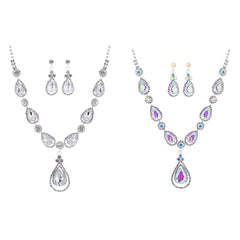 RHINESTONE TEAR DROP BRIDAL NECKLACE SET