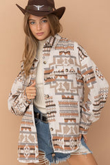 Frayed Aztec Western Shacket