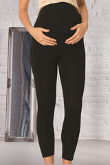 Shopymommy 1757 Cotton Maternity Tight Black