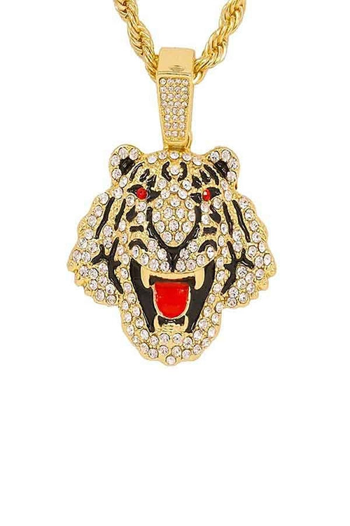 HIP HOP ICED OUT TIGER PENDANT  CHAIN