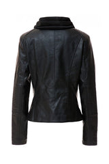 Women's Hooded Vegan Leather Jacket (more color options)