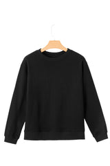 Smoke Green Solid Color Drop Shoulder Terry Sweatshirt