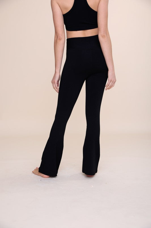 BRONZE - Ribbed Flare High-Waist Leggings