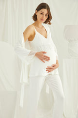 Shopymommy 18433 Lace Strappy 3-Pieces Maternity & Nursing Pajamas