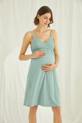 Shopymommy 18470 Lace Strappy Maternity & Nursing Nightgown With Robe